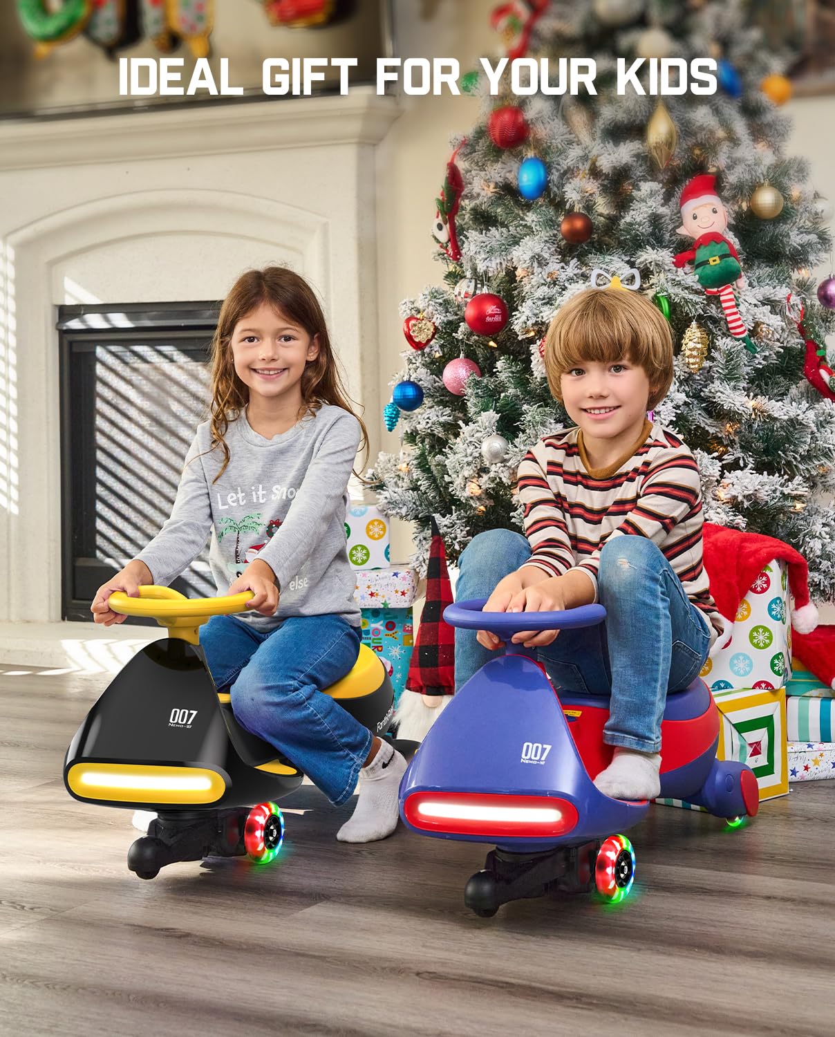 12V N7 Pro Electric Wiggle Car – Pedal-Powered Fun for Kids, Lights & Bluetooth Ride-On (by Fanttik)