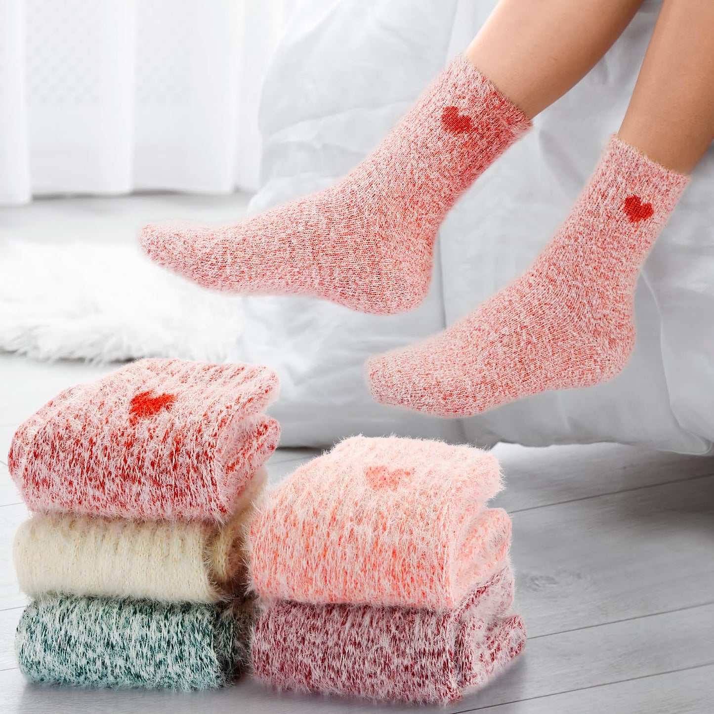 5 Pairs Fuzzy Soft Cozy Comfortable Socks for Women, Casual Sleep Comfy Socks, Perfect Warm Winter Gifts for Women
