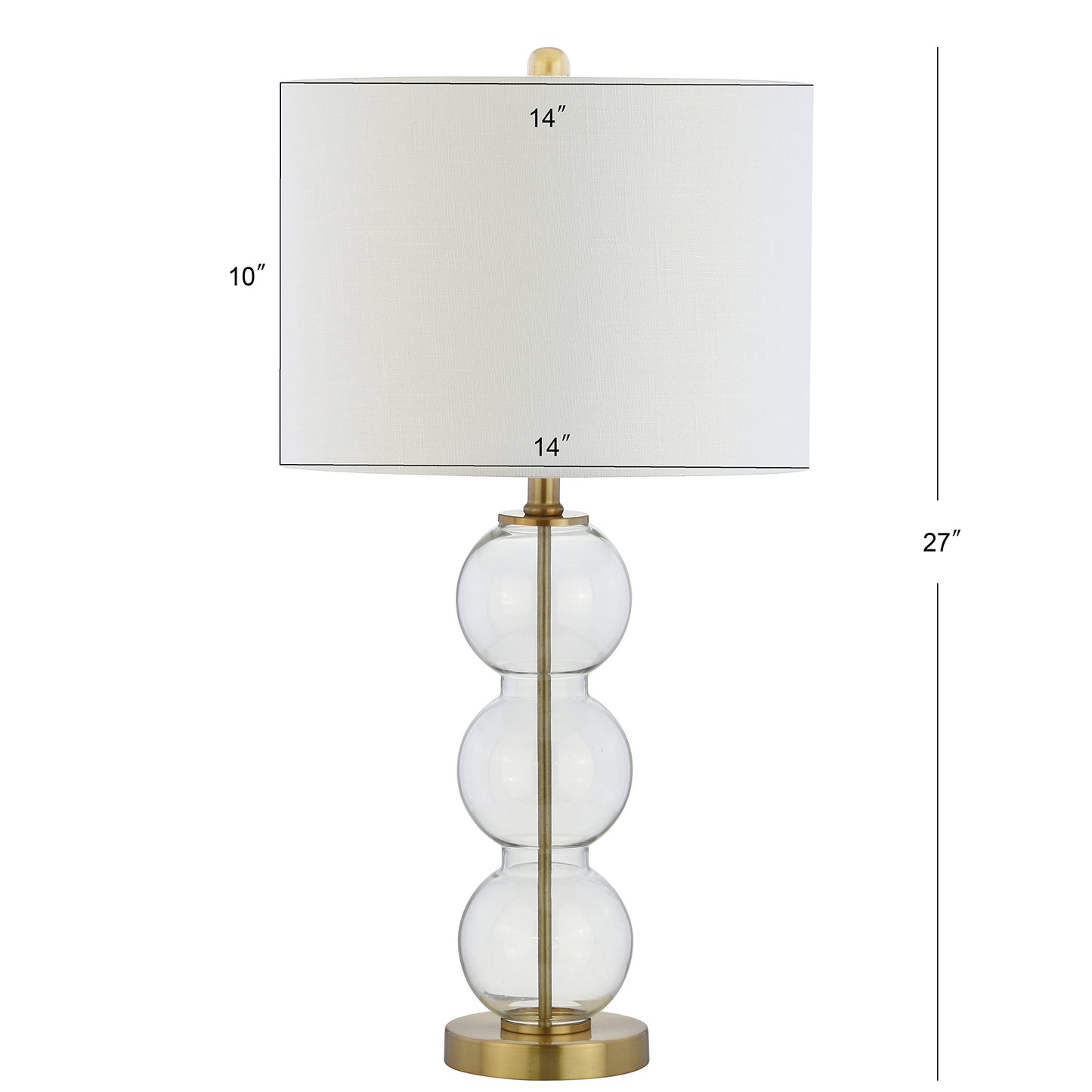 JONATHAN Y JYL1070D-SET2 Lot de 2 lampes de table Bella 27" Lampe de table à LED à triple sphère en verre Lampe de chevet contemporaine pour chambre à coucher, salon, bureau, bibliothèque universitaire, transparente/chromée 