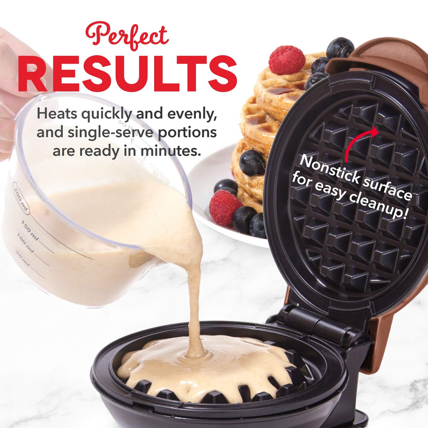 DASH Mini Maker for Individual Waffles, Hash Browns, Keto Chaffles with Easy to Clean, Non-Stick Surfaces, 4 Inch, White Pineapple