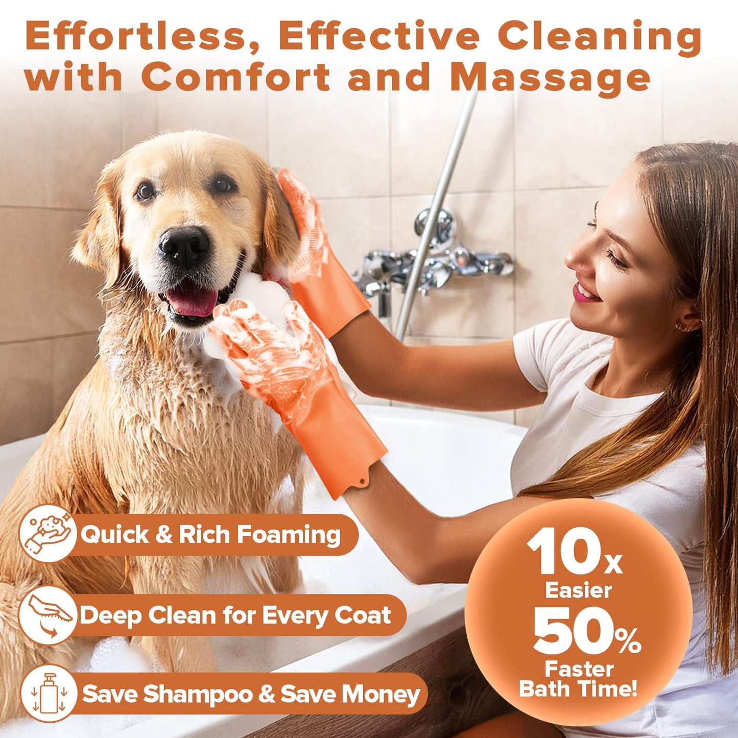 6PCS Pet Grooming Kit for Dogs,Cats and Horses | Dog Washing Gloves | Dog Bath Brush | Dog Bath Gloves | Dog Shampoo Brush | Pet Grooming Gloves | Dog Bath Supplies