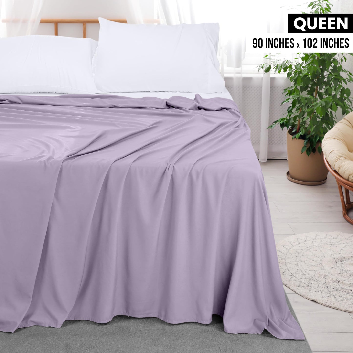 Draps plats Utopia Bedding - Lot de 6 - Tissu en microfibre brossé doux - Draps supérieurs résistants au rétrécissement et à la décoloration - Entretien facile (Queen, Blanc) 