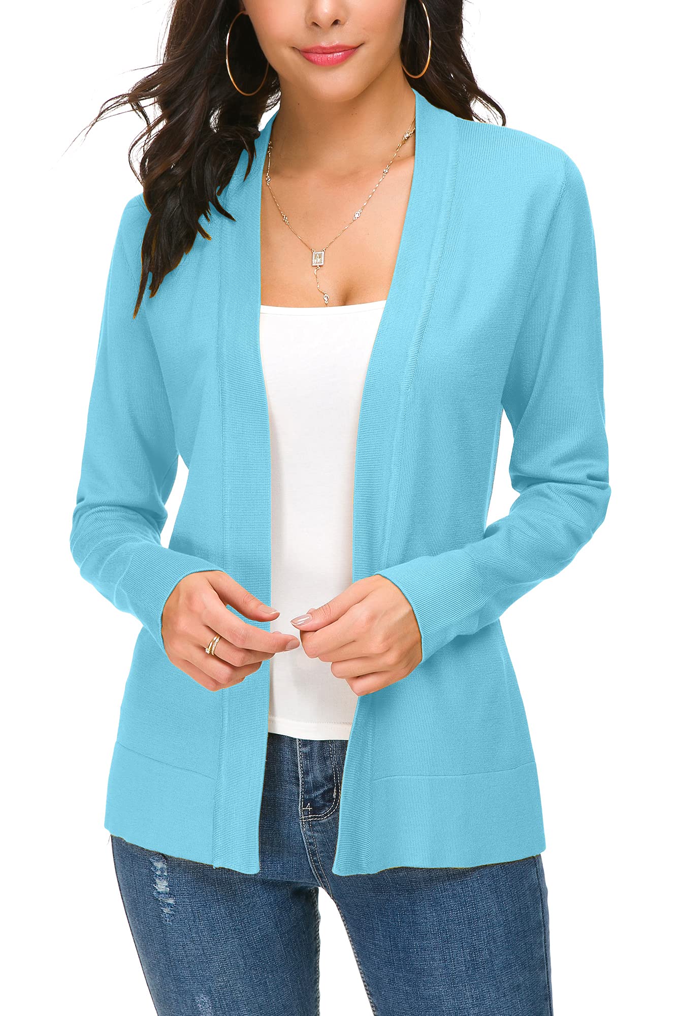 Cardigan en tricot ouvert sur le devant pour femme, manteau à manches longues