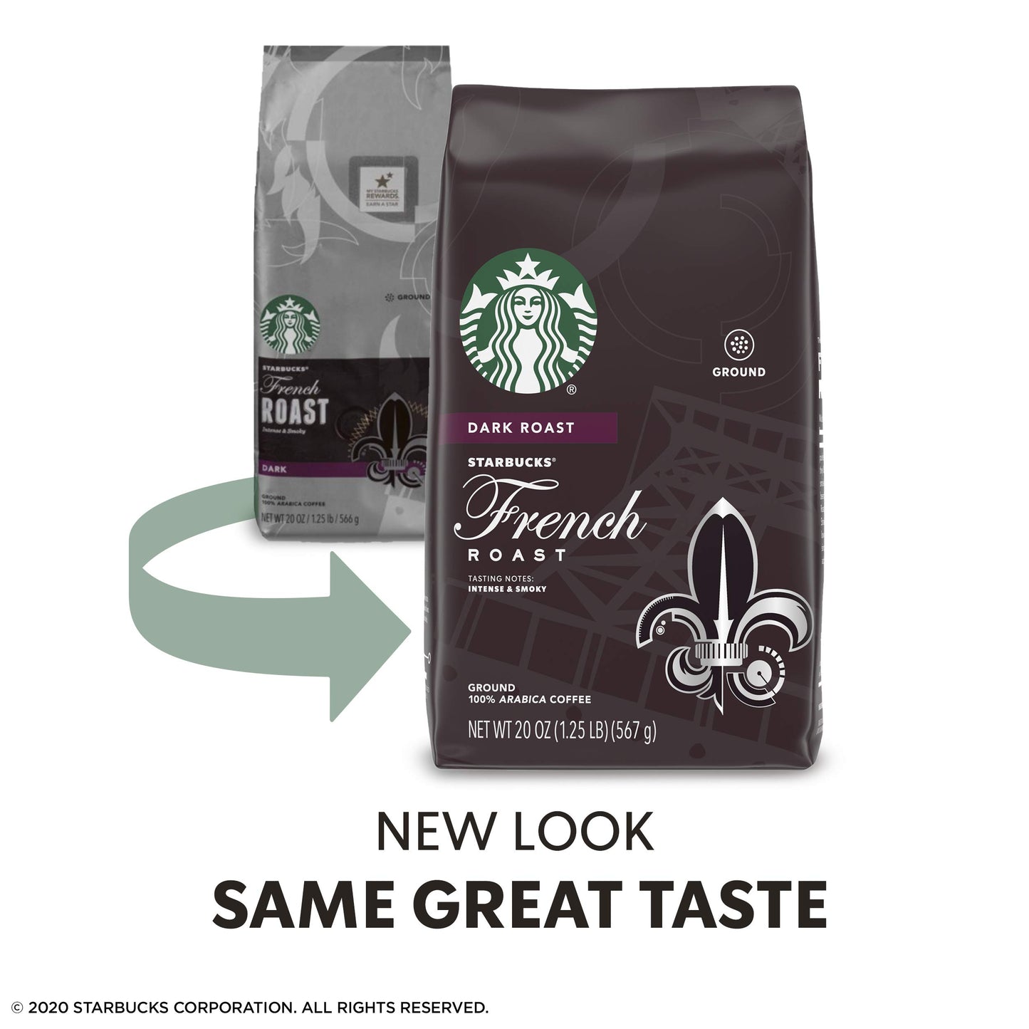 Café moulu Starbucks, café torréfié foncé, torréfaction française, 100 % arabica, 1 sac (28 oz) 