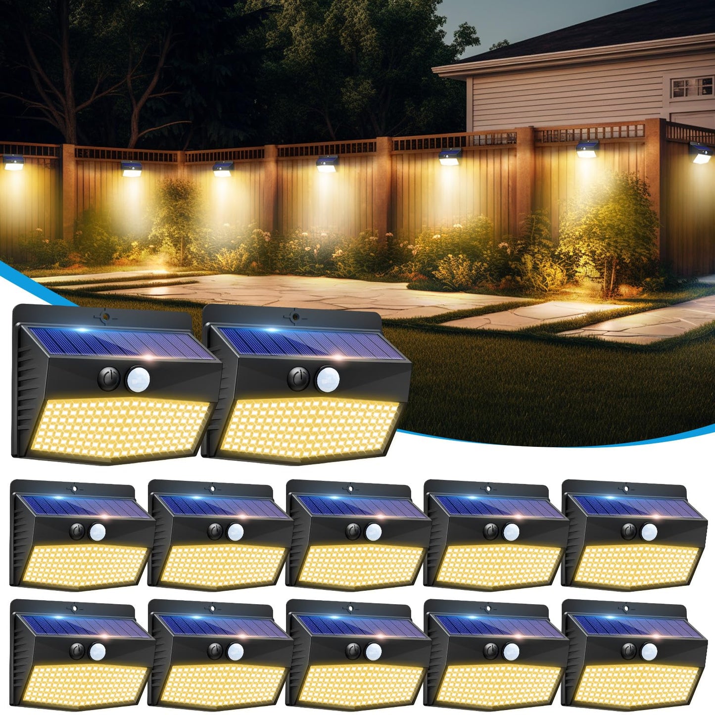 2-Pack Solar Security Lights – Motion Sensor, Waterproof