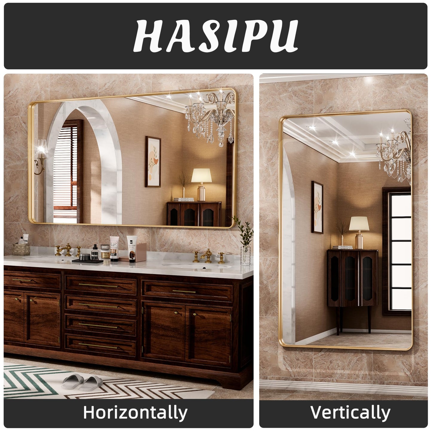 Hasipu Wall Mirrors Decorative, 40" Mirror Wall Decor, Beveled Edge Frameless Wall Mount Round Mirror for Living Room