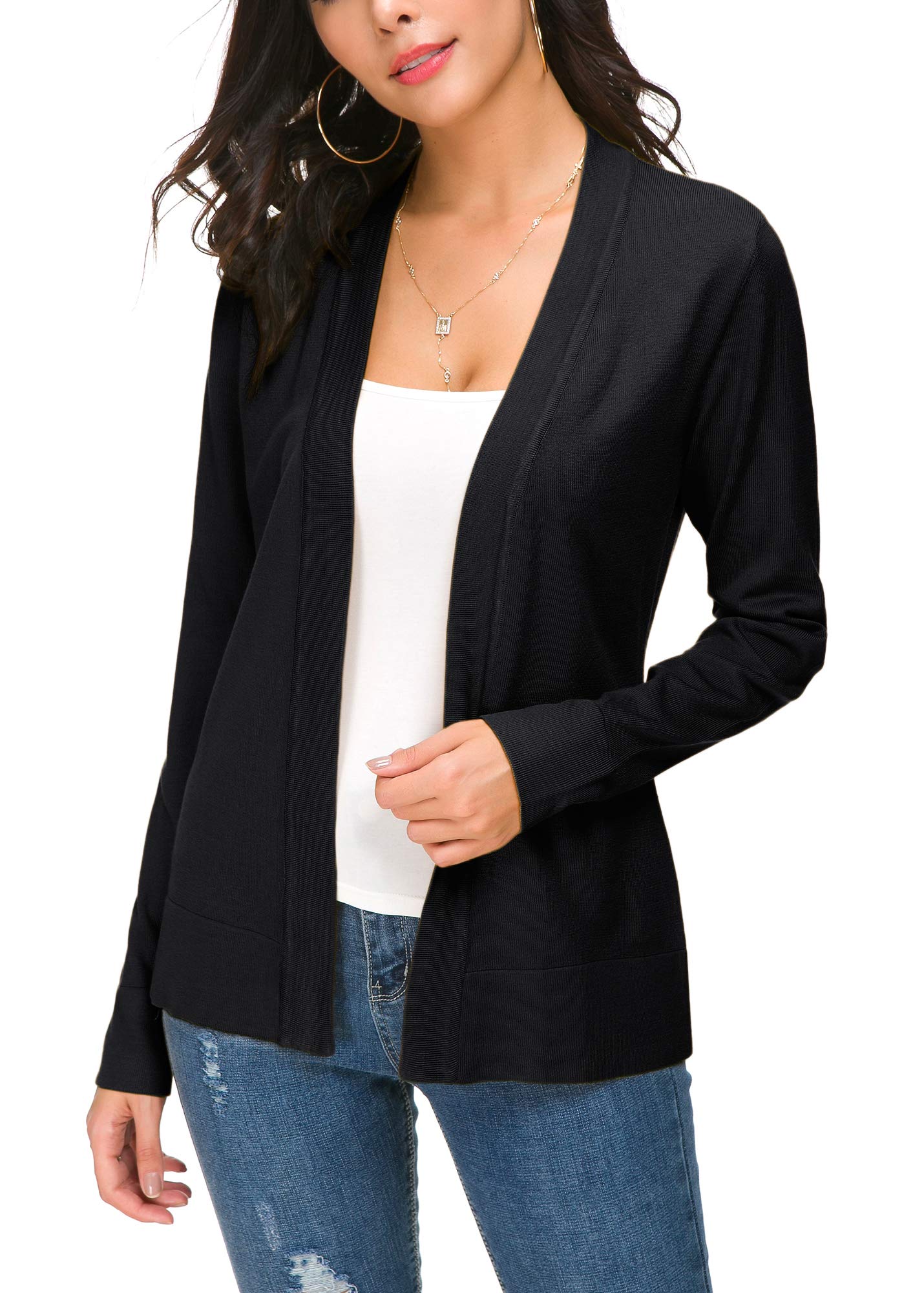 Cardigan en tricot ouvert sur le devant pour femme, manteau à manches longues