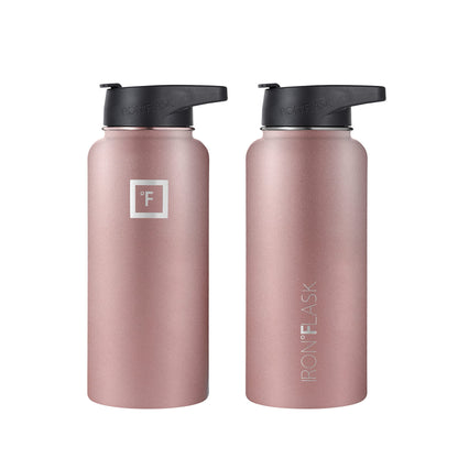 IRON °FLASK 32 oz Stainless Steel Water Bottle – Vacuum Insulated, Leak-Proof, BPA-Free, with 3 Lids (Straw Included)