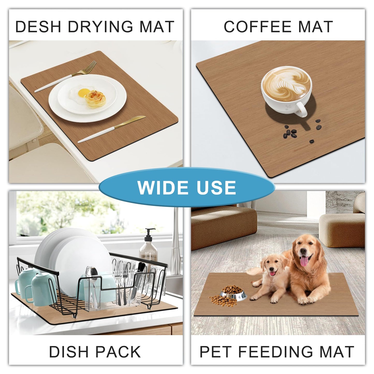 Coffee Maker Mat for Countertops, Coffee Bar Accessories Fit Under Coffee Machine Mat, 19"x12" Rubber Backed Coffee Pots, Table Mat Under Appliance, Dish Drying Mat, Marble Gray for Kitchen Counter