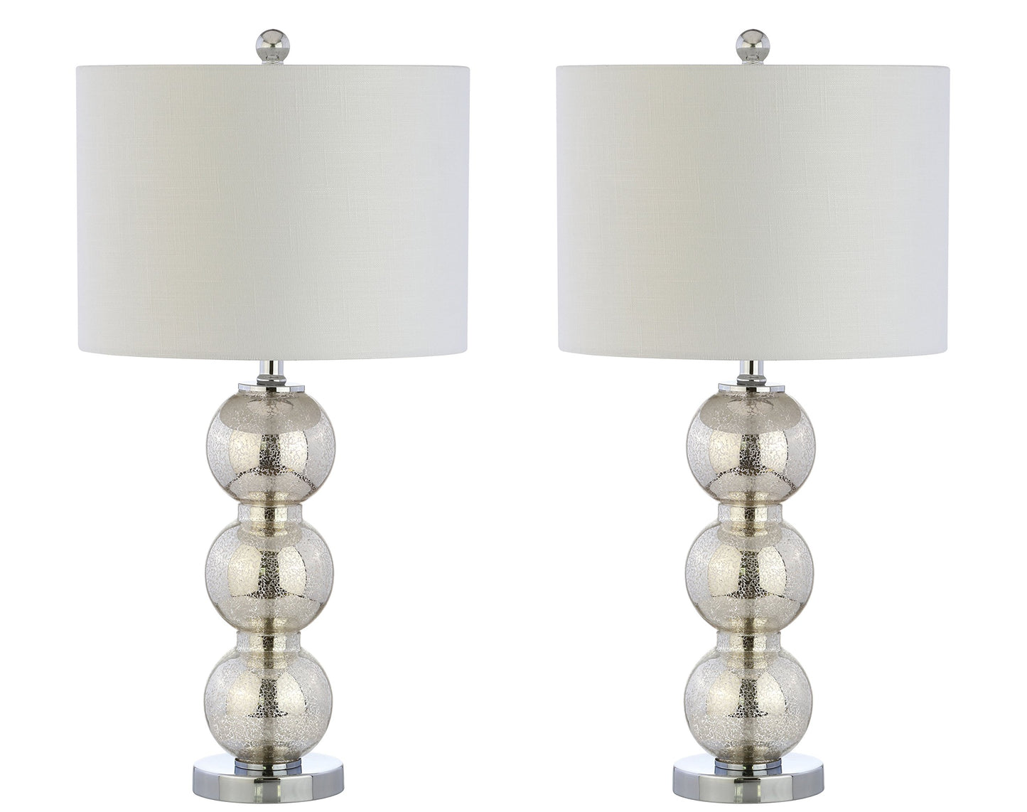 JONATHAN Y JYL1070D-SET2 Lot de 2 lampes de table Bella 27" Lampe de table à LED à triple sphère en verre Lampe de chevet contemporaine pour chambre à coucher, salon, bureau, bibliothèque universitaire, transparente/chromée 