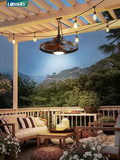 Outdoor Hanging Ceiling Fan with Light – 3CCT, 6-Speed, IP65