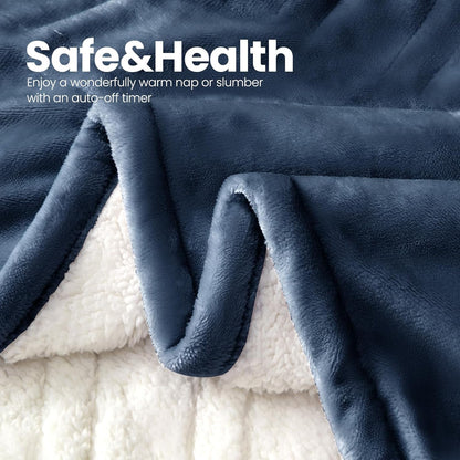 Luxe Heated Throw – 50x60 Ultra-Soft Sherpa & Flannel Electric Blanket (Gray)