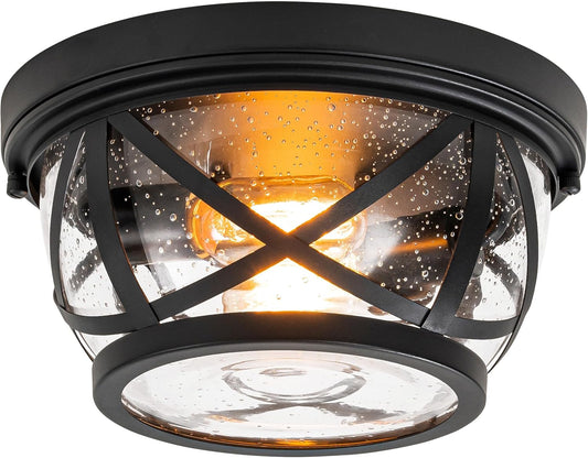 Flush Mount Ceiling Light – Seeded Glass Design