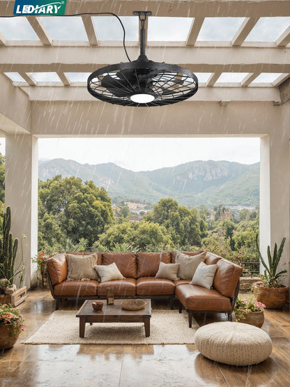 Outdoor Hanging Ceiling Fan with Light – 3CCT, 6-Speed, IP65