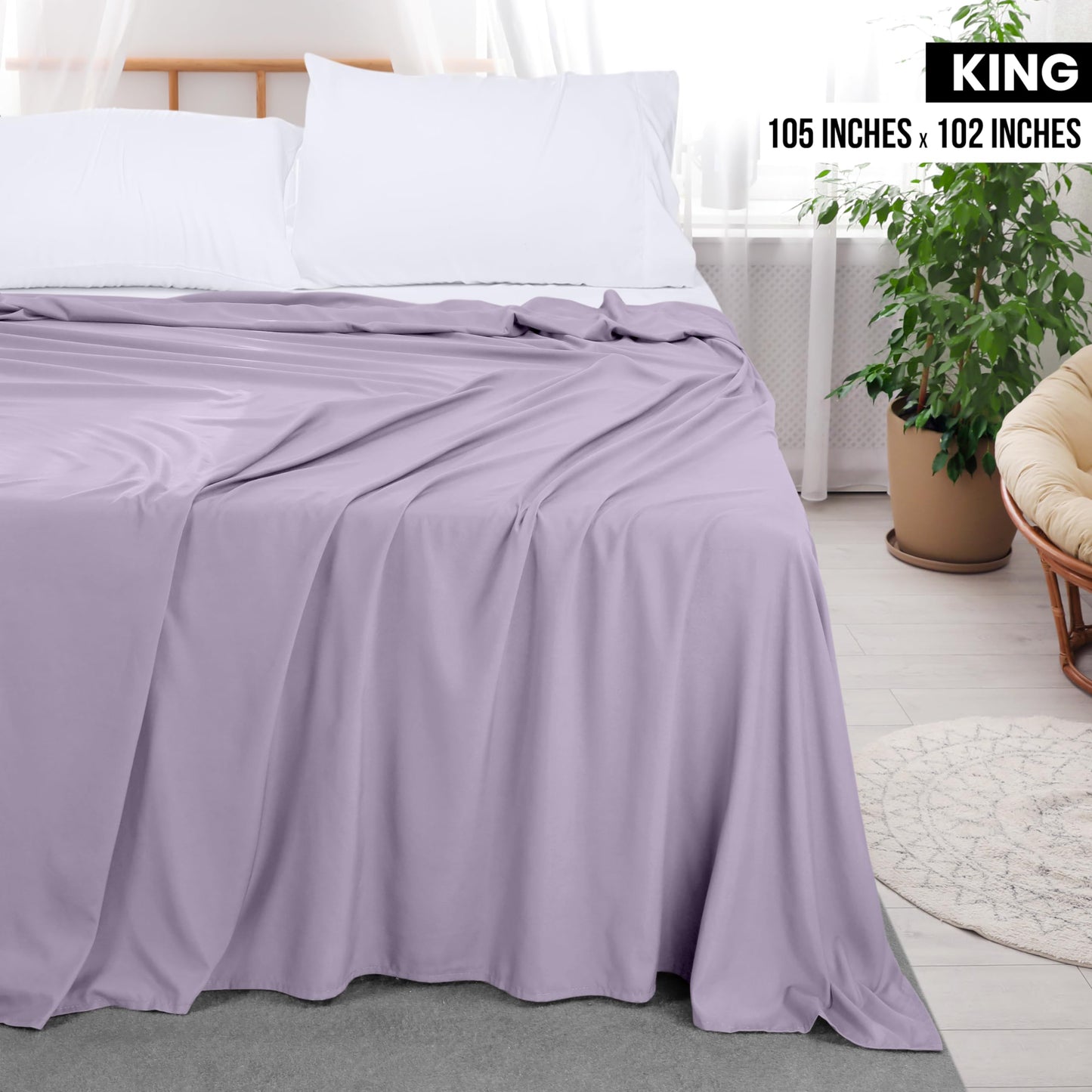 Draps plats Utopia Bedding - Lot de 6 - Tissu en microfibre brossé doux - Draps supérieurs résistants au rétrécissement et à la décoloration - Entretien facile (Queen, Blanc) 