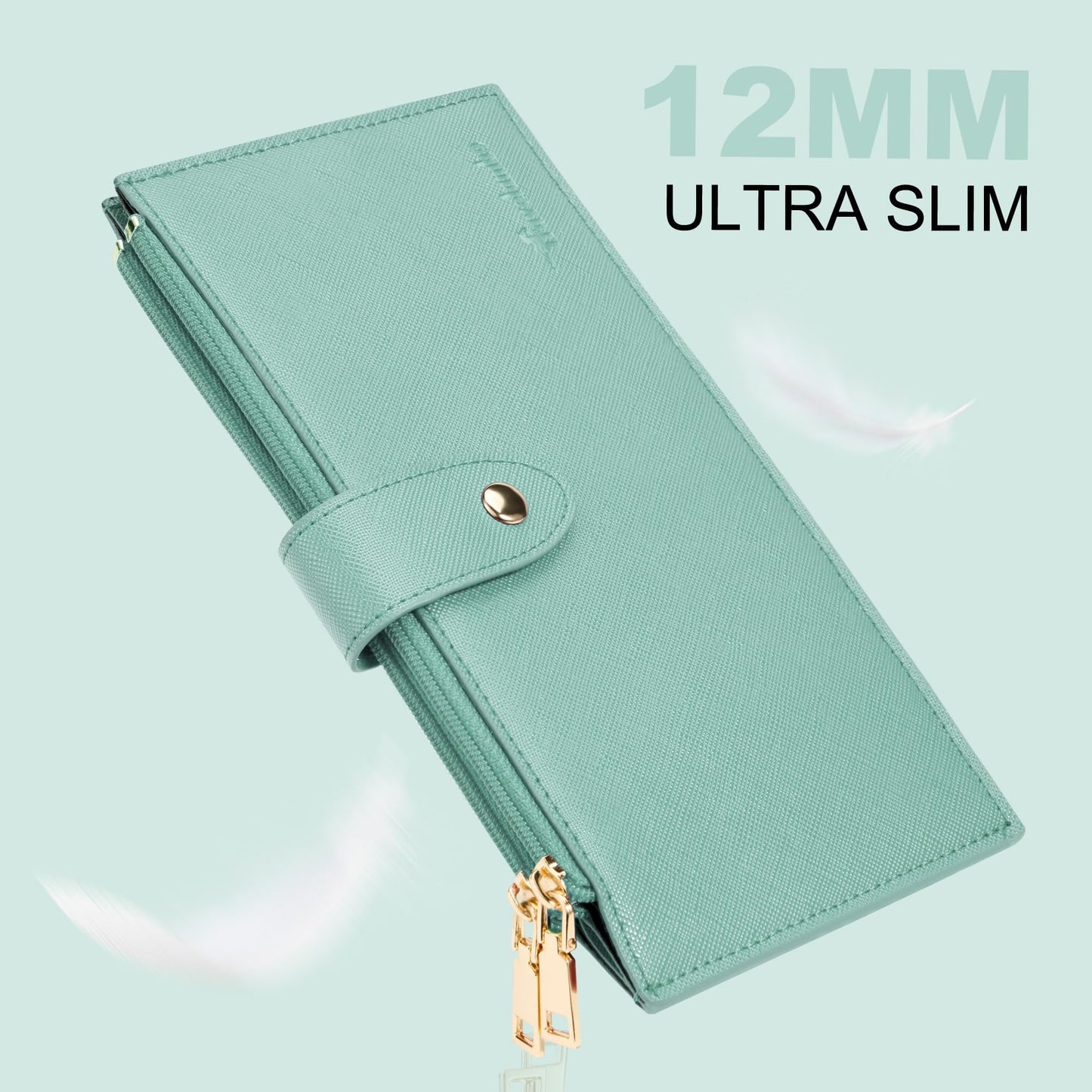 Travelambo RFID Wallet Women Large Size Bifold Multi Card Wallet Case with Zipper Pocke Credit Card Holder for Women