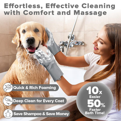 6PCS Pet Grooming Kit for Dogs,Cats and Horses | Dog Washing Gloves | Dog Bath Brush | Dog Bath Gloves | Dog Shampoo Brush | Pet Grooming Gloves | Dog Bath Supplies