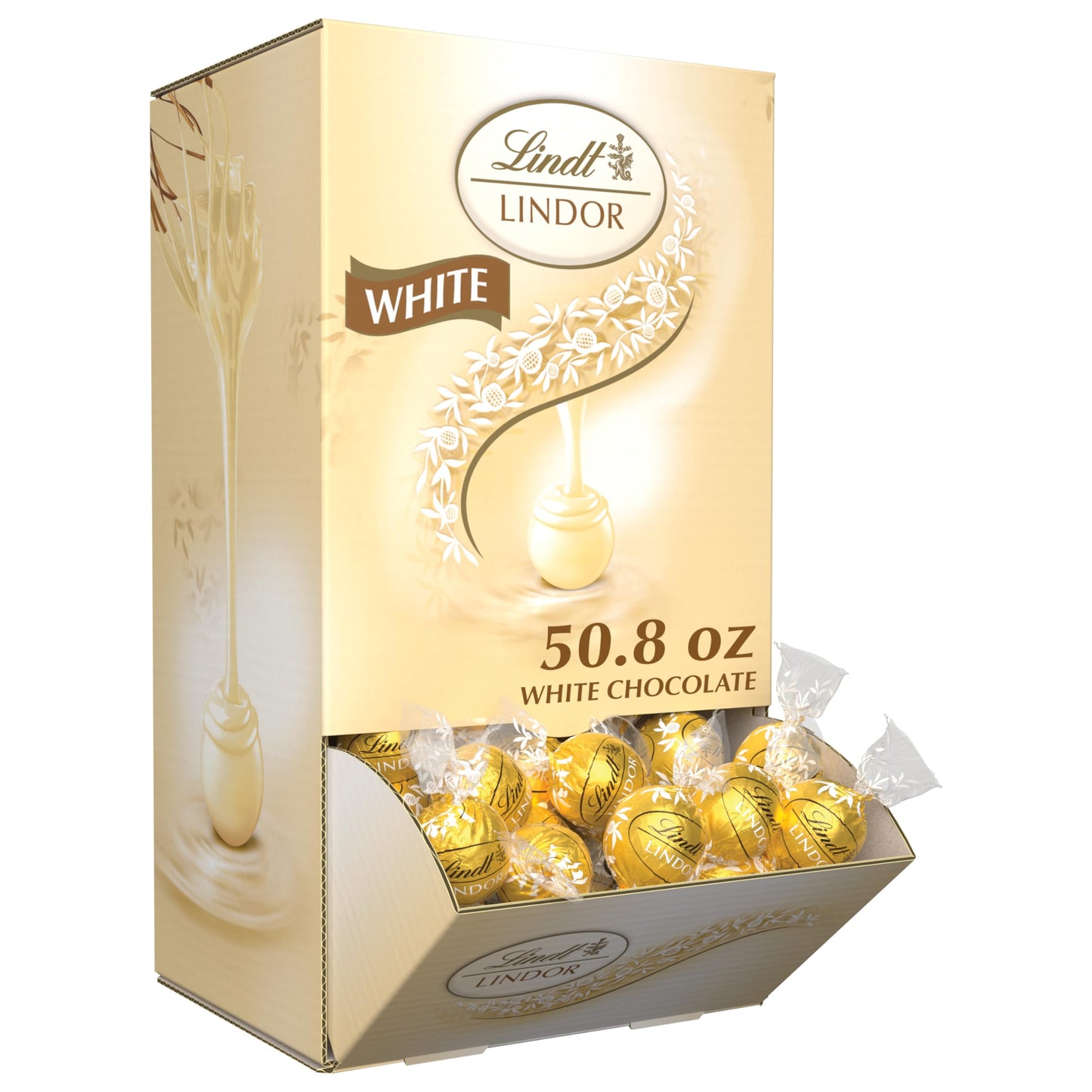 Lindt LINDOR White Chocolate Candy Truffles, White Chocolate Candy with Smooth, Melting Truffle Center, 25.4 oz., 60 Count