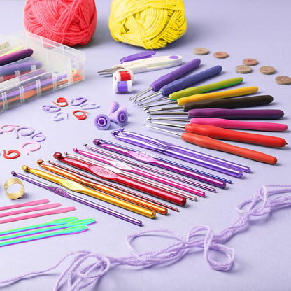 Crochet Kit for Beginners Adults and Kids, Knitting & Crochet Supplies Includes 1500 Yards Assorted Yarn