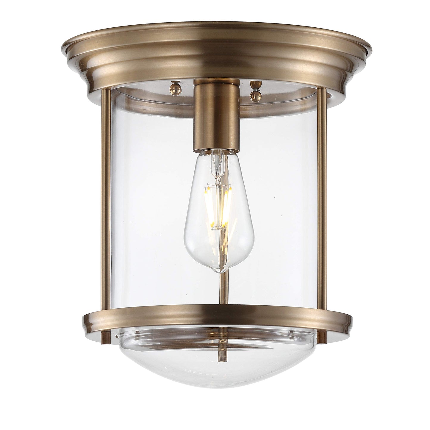 JONATHAN Y JYL7440B Savannah Plafonnier LED en métal/verre de 10,25 po, traditionnel, transitionnel, à intensité variable, lumière chaude et confortable de 2 700 K, pour cuisine, couloir, salle de bain, cage d'escalier, bronze huilé 