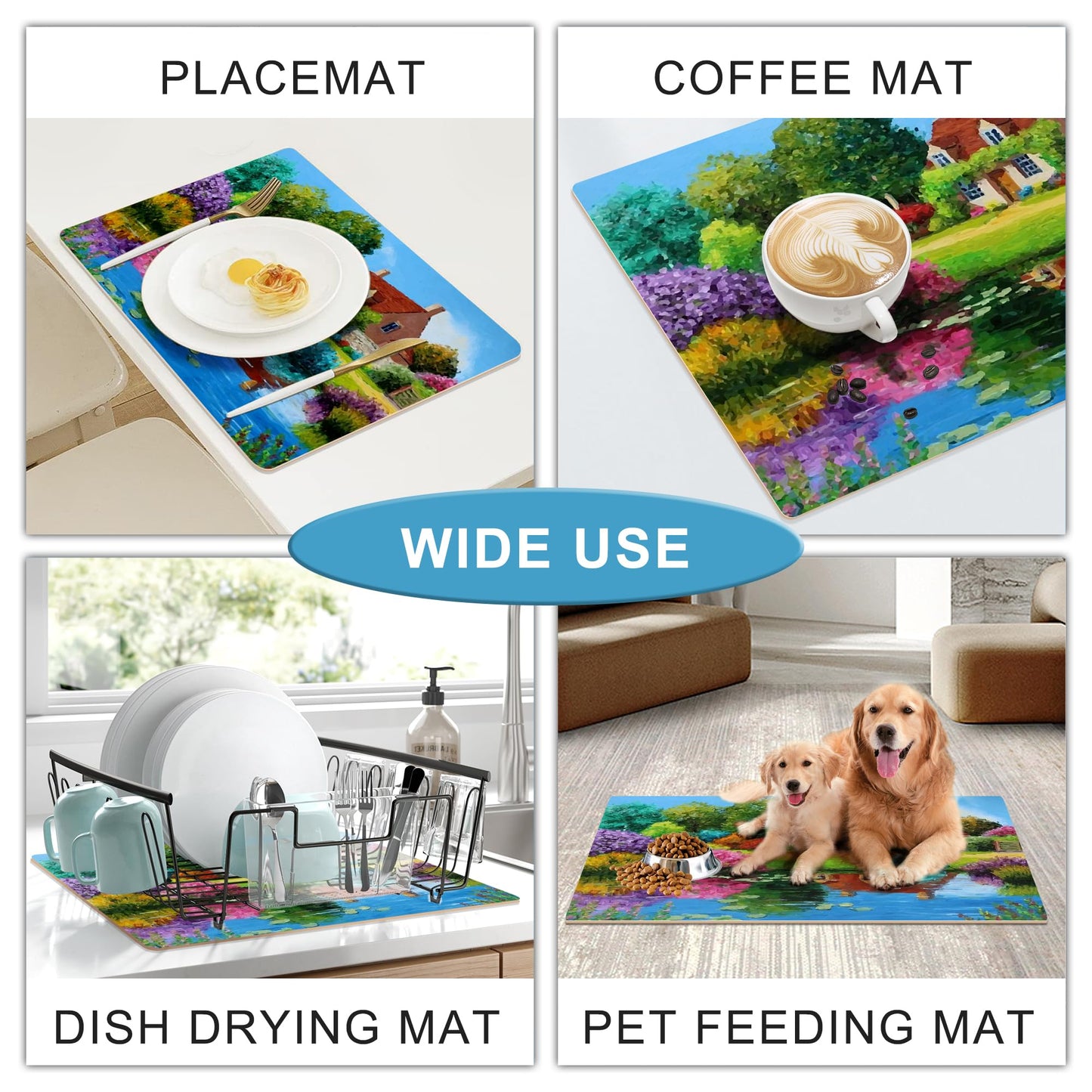 Coffee Maker Mat for Countertops, Coffee Bar Accessories Fit Under Coffee Machine Mat, 19"x12" Rubber Backed Coffee Pots, Table Mat Under Appliance, Dish Drying Mat, Marble Gray for Kitchen Counter