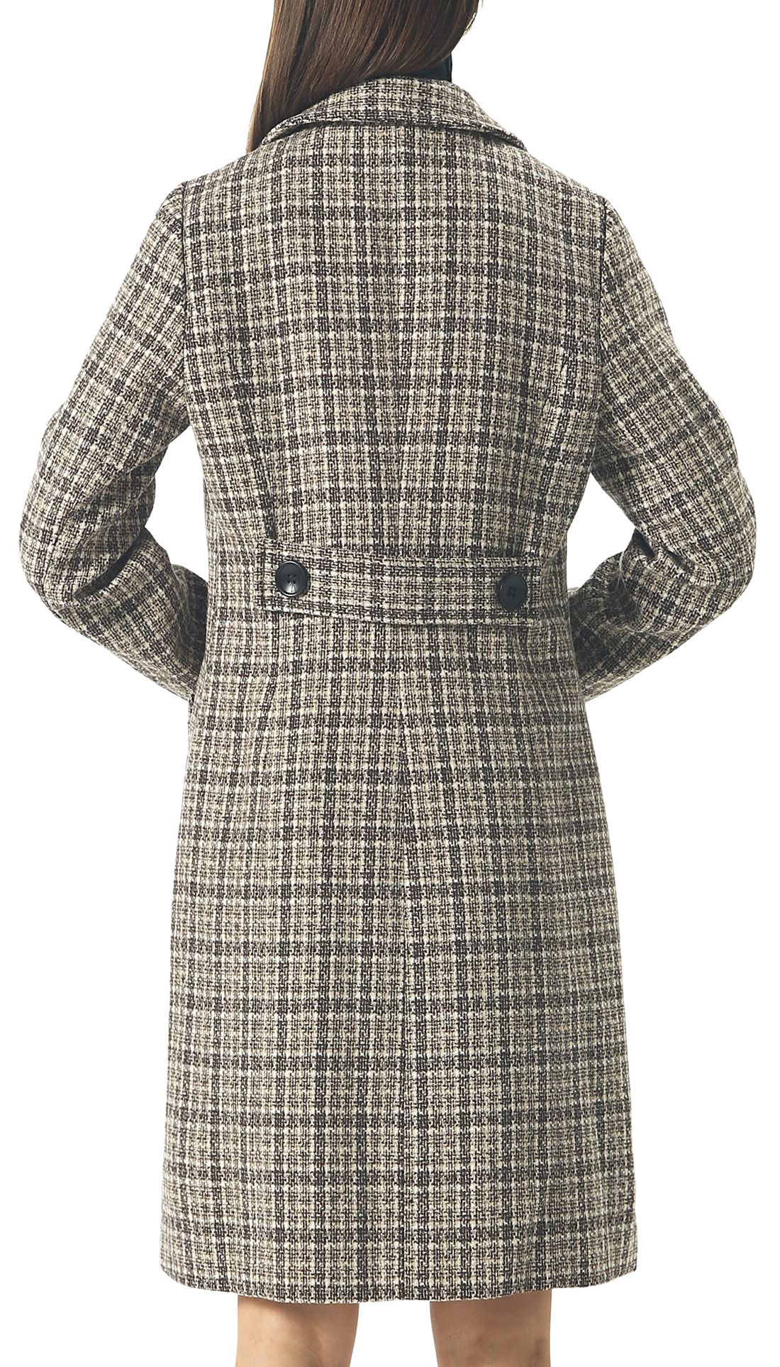 chouyatou Women Elegant Notched Collar Double Breasted Wool Blend Over Coat