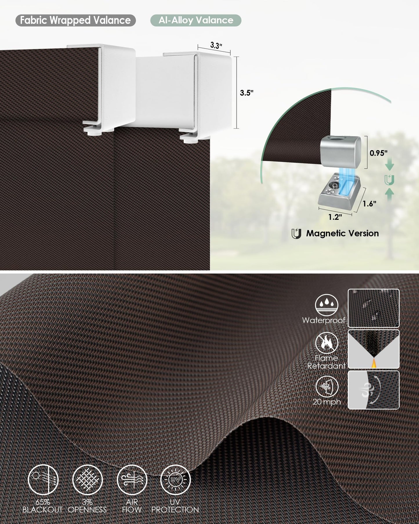 Yoolax Motorisierte Außenrollos, Smart-Jalousien, kompatibel mit Alexa Google, Sonnenschutz mit Fernbedienung, Smart-Jalousien für Veranda, Terrasse, wasserdichte Rollos, individuell anpassbar (3 % Offenheit, Alpine Rock) 