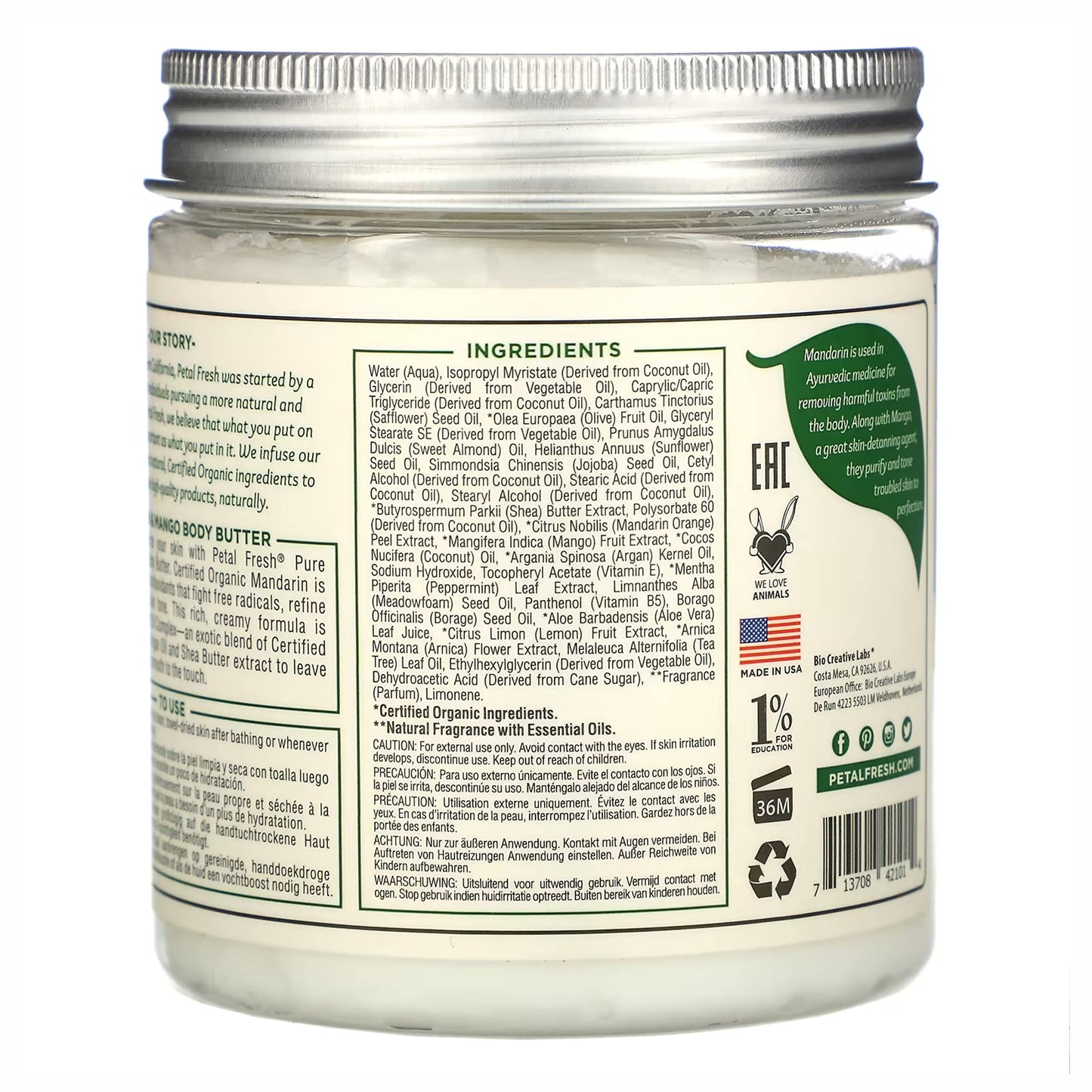 Beurre corporel pur et parfait au nectar de goyave Petal Fresh, huile de coco biologique, huile d'argan, beurre de karité, favorise une peau saine, végétalien et sans cruauté, 8 oz (nectar de goyave) 