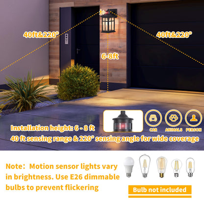 Motion Sensor Outdoor Wall Light – Waterproof, Dusk to Dawn, Matte Black
