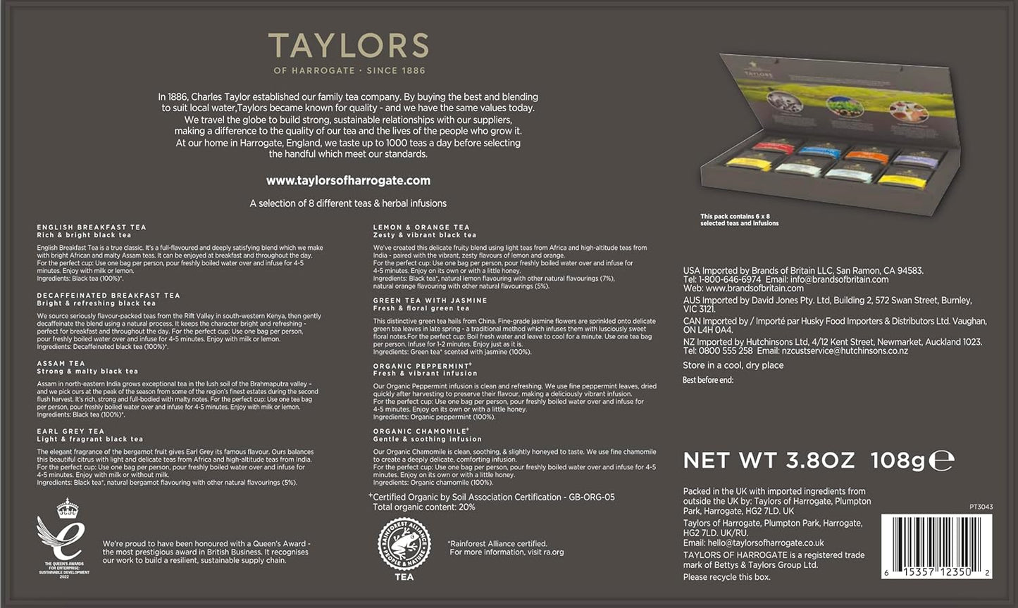 Coffret de thés de spécialité assortis Taylors of Harrogate, 48 unités (paquet de 1) 