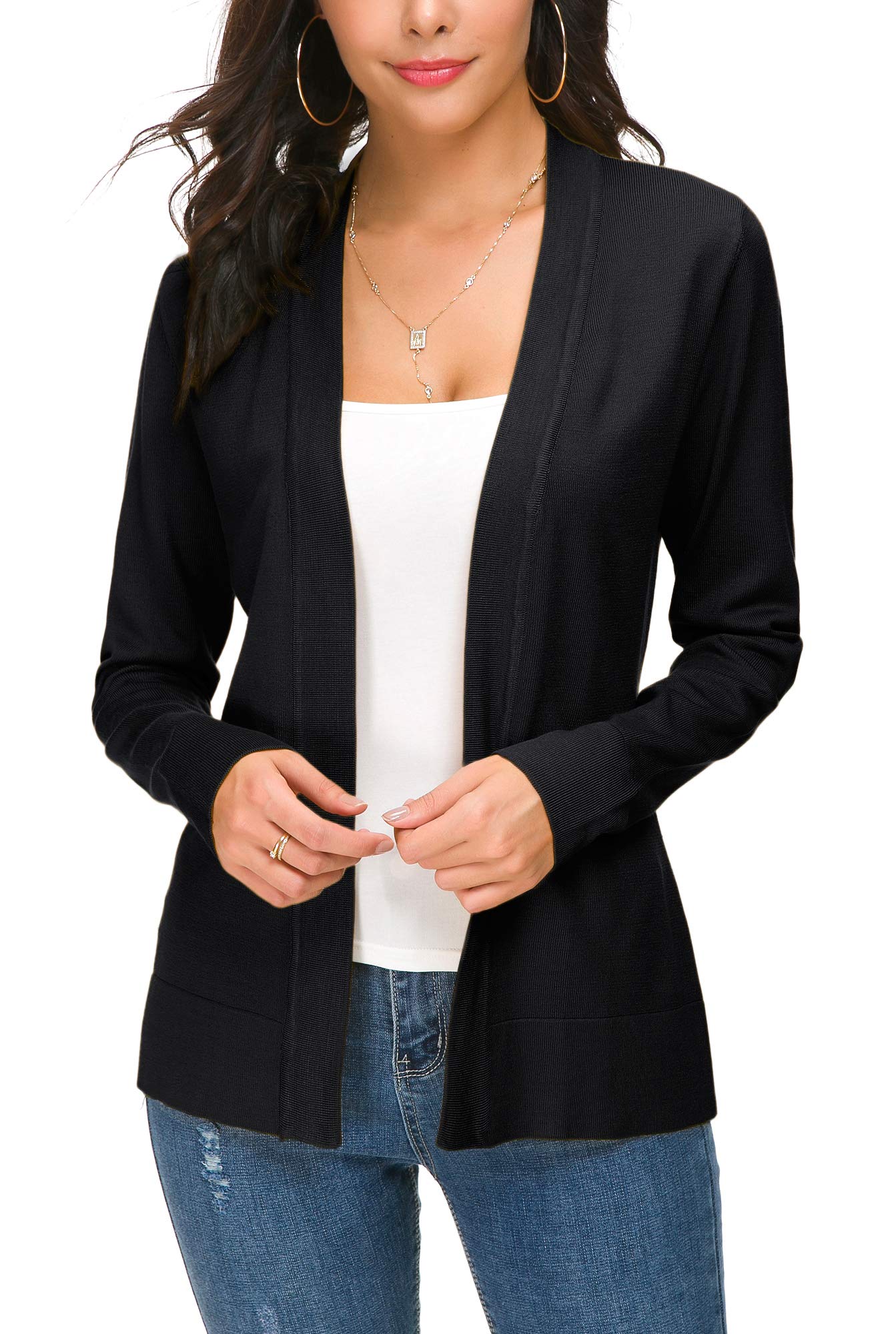 Cardigan en tricot ouvert sur le devant pour femme, manteau à manches longues