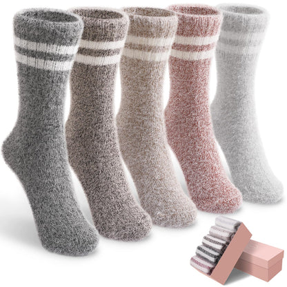 5 Pairs Fuzzy Soft Cozy Comfortable Socks for Women, Casual Sleep Comfy Socks, Perfect Warm Winter Gifts for Women