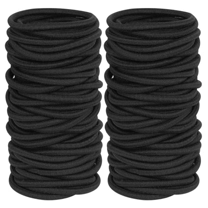 120 Pieces Black Hair Ties for Thick and Curly Hair Ponytail Holders Hair Elastic Band(4mm)