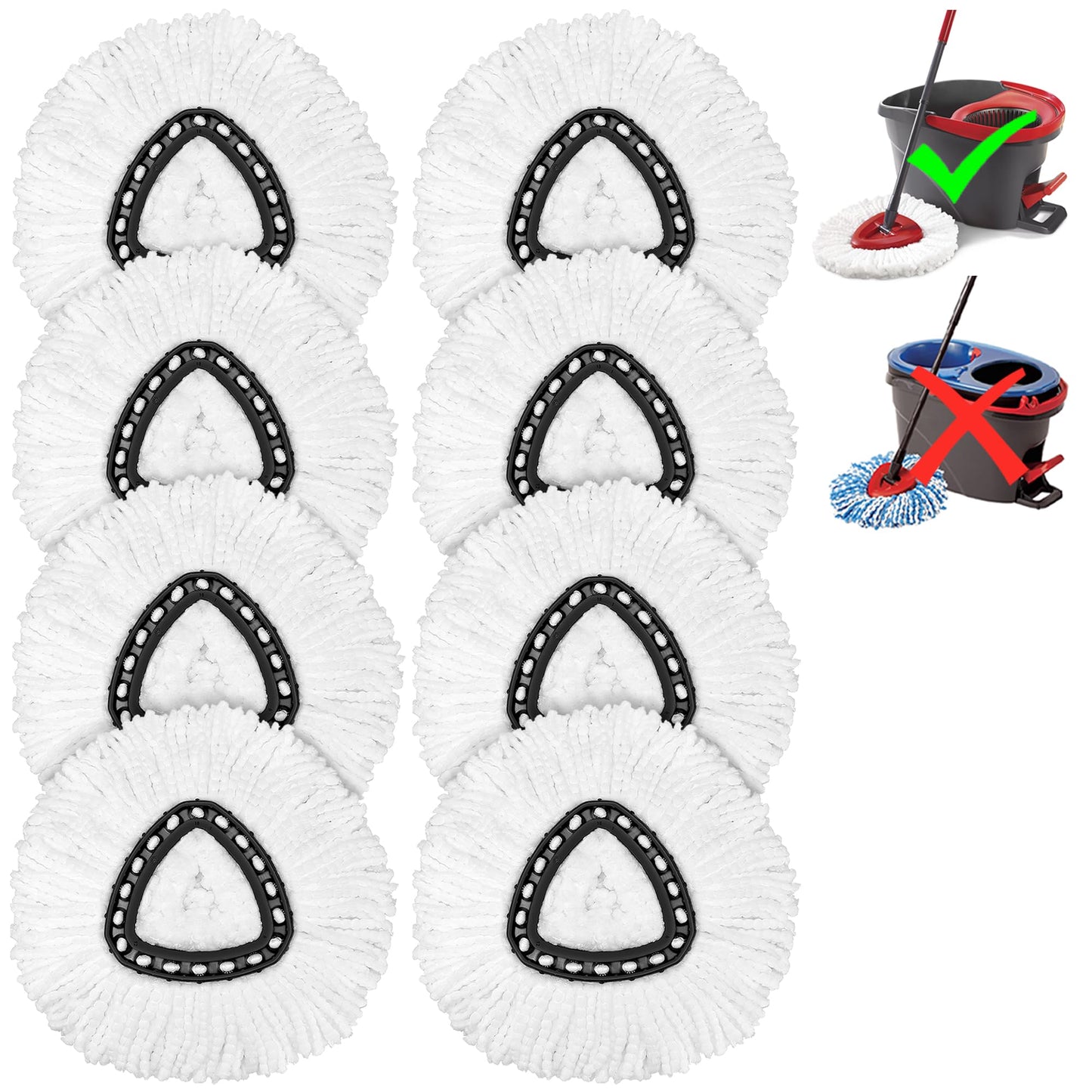 Mop Heads Replacement for O-Ceda Easy Wrin Spin Mop, Microfiber Spin Mop Refills, Easy Cleaning Mop Head Replacement (4pcs 1-Tank Mop White)