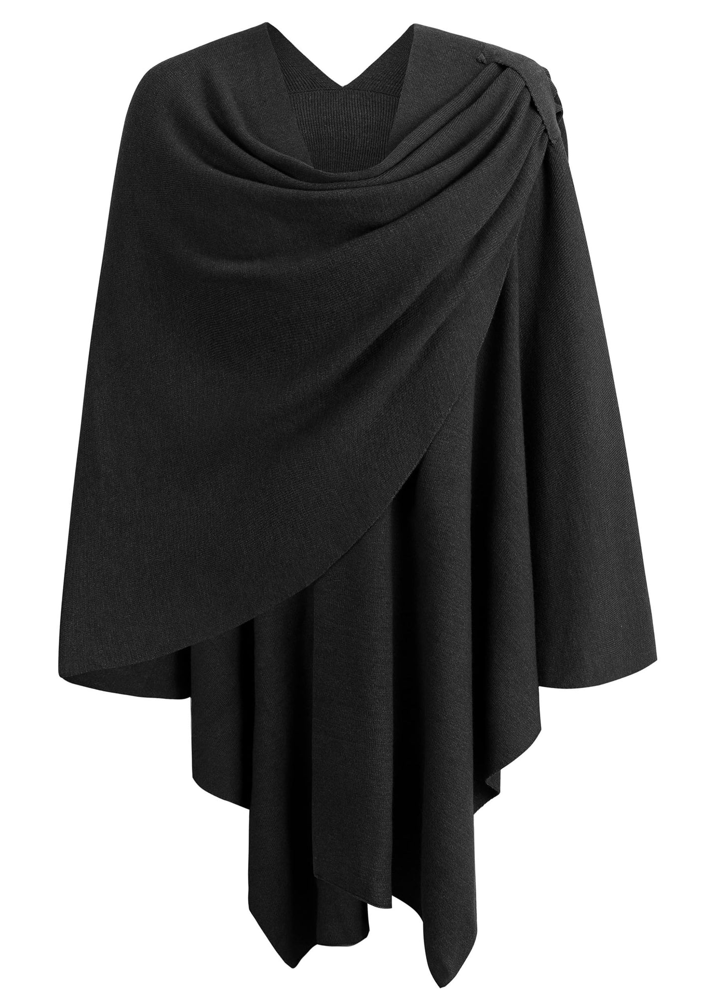 PULI Femmes Grand Poncho Croisé Sur Le Devant Pull Enveloppant Topper Tricoté Élégant Châles Cape pour l'Automne Hiver