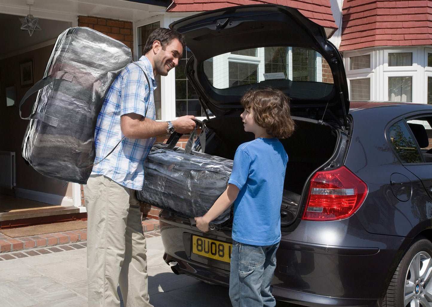 Sacs de déménagement robustes SpaceAid, sacs de rangement extra larges avec sangles de sac à dos, poignées et fermetures à glissière solides, alternative aux cartons de déménagement, fournitures d'emballage et de déménagement, noir (lot de 10) 