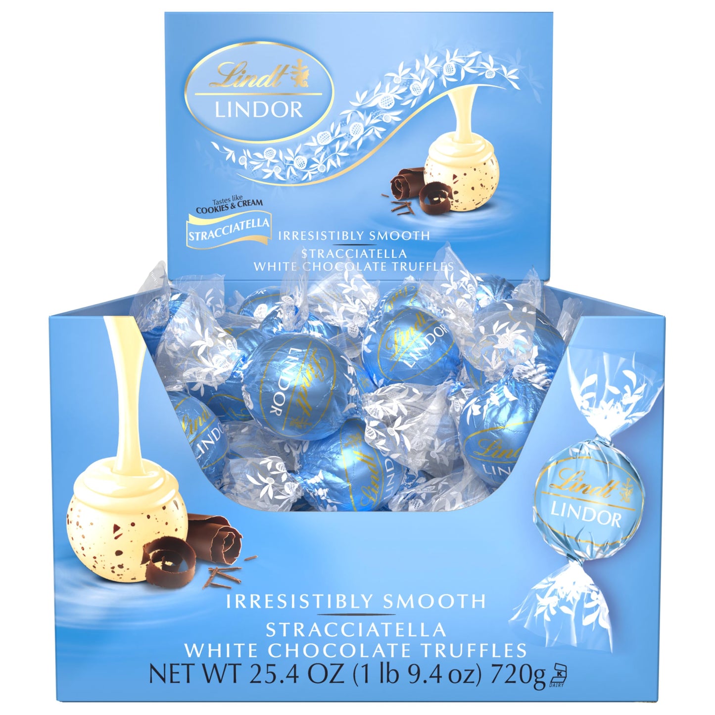 Lindt LINDOR Weiße Schokoladentrüffel, Weiße Schokoladenbonbons mit zartschmelzender Trüffelfüllung, 25,4 oz., 60 Stück 