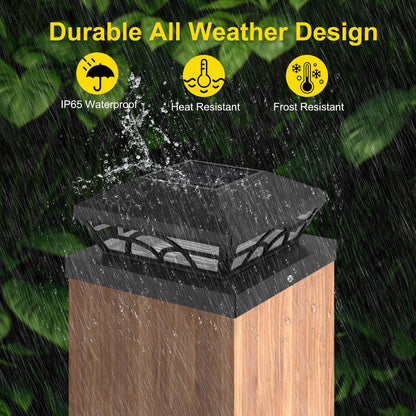 T-SUN Solar Post Cap Lights, 6 Pack – Warm & Cool White, Waterproof, Fits 4x4/5x5/6x6 Posts