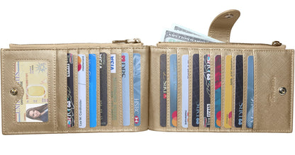 Travelambo RFID Wallet Women Large Size Bifold Multi Card Wallet Case with Zipper Pocke Credit Card Holder for Women