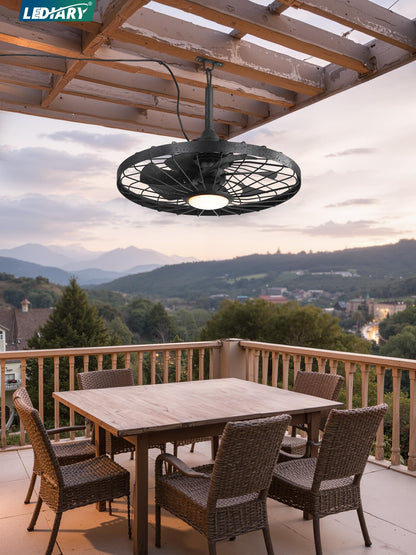 Outdoor Hanging Ceiling Fan with Light – 3CCT, 6-Speed, IP65