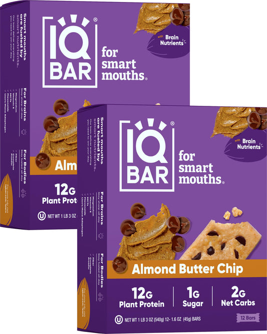 IQBAR Brain and Body Plant Protein Bars - 7 Bar Sampler Pack - Gluten Free, High Fiber, Vegan Snacks - Low Sugar Meal Replacement