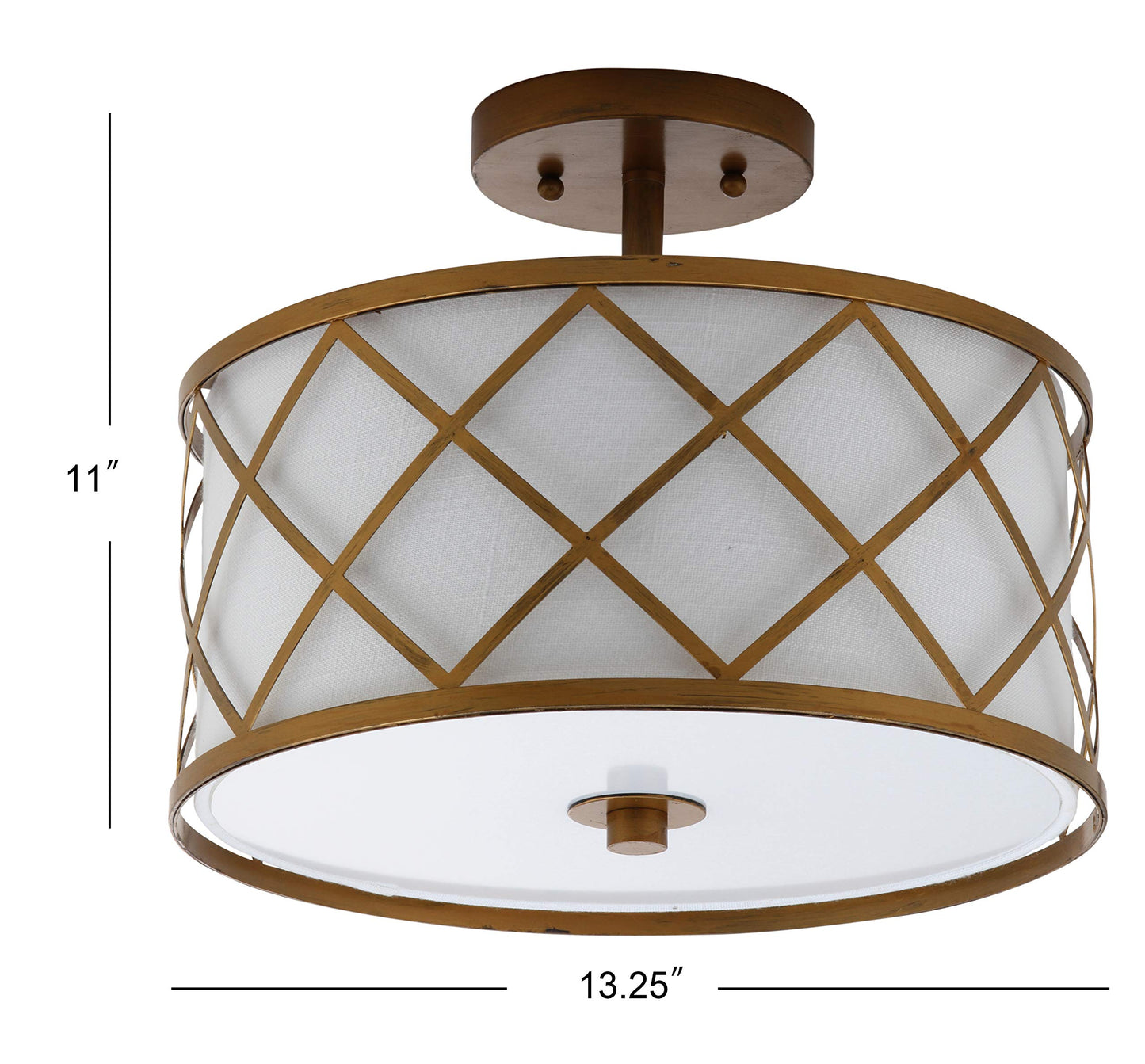 JONATHAN Y JYL3505A Elizabeth Plafonnier LED en métal de 13,25 po, contemporain, transitionnel, à intensité variable, lumière chaude et agréable de 2 700 K, pour cuisine, couloir, salle de bain, cage d'escalier, moderne, 2 lumières + ampoules, doré 