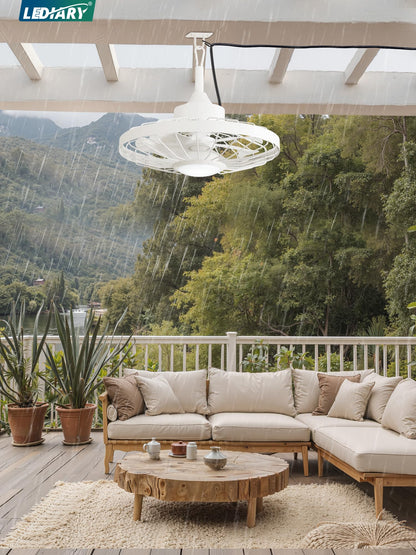 Outdoor Hanging Ceiling Fan with Light – 3CCT, 6-Speed, IP65
