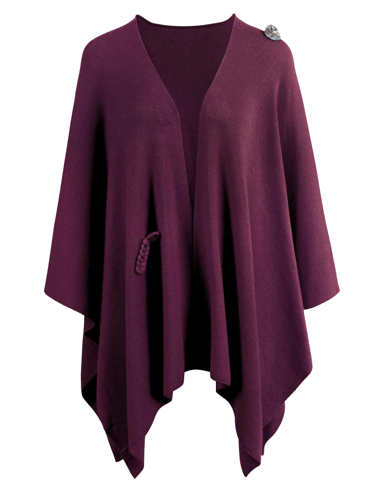 PULI Femmes Grand Poncho Croisé Sur Le Devant Pull Enveloppant Topper Tricoté Élégant Châles Cape pour l'Automne Hiver