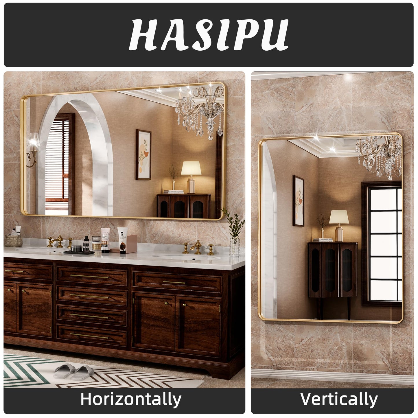 Hasipu Wall Mirrors Decorative, 40" Mirror Wall Decor, Beveled Edge Frameless Wall Mount Round Mirror for Living Room