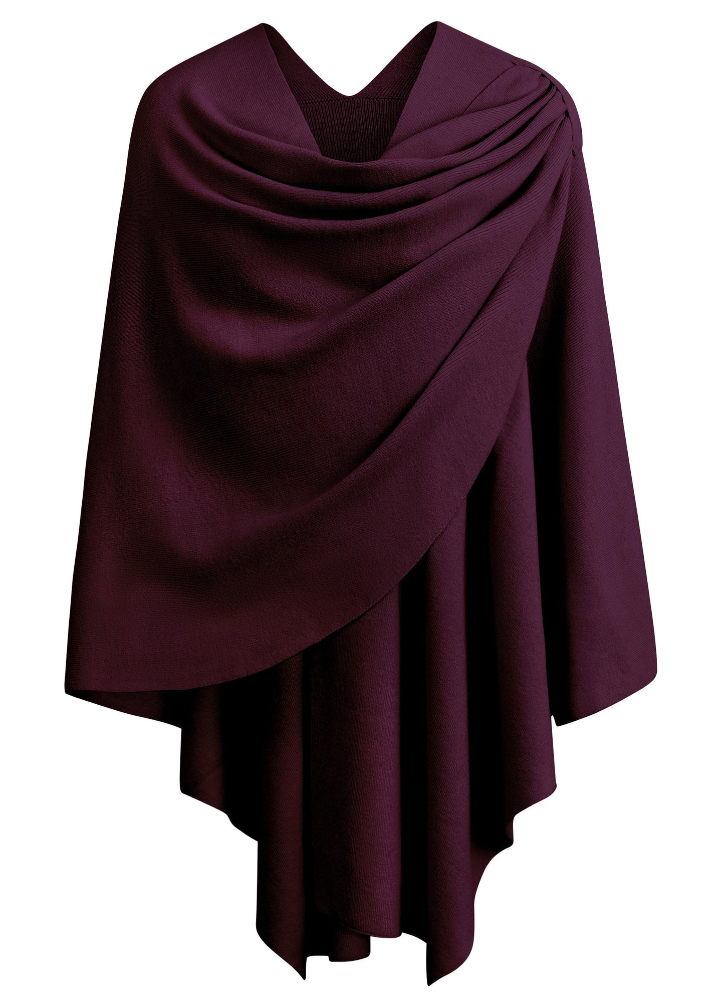 PULI Femmes Grand Poncho Croisé Sur Le Devant Pull Enveloppant Topper Tricoté Élégant Châles Cape pour l'Automne Hiver