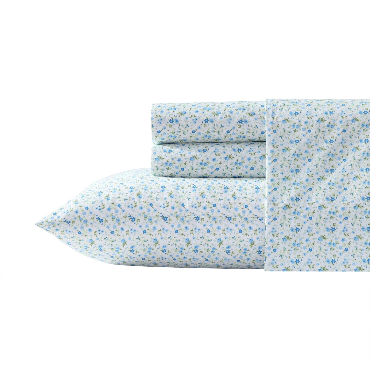 Laura Ashley - Sheet Set, Breathable Cotton Percale Bedding with Matching Pillowcases, Soft Home Decor