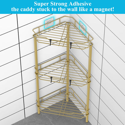 4 Tier Floor Standing Corner Shower Caddy Organizer Shelf with Hooks