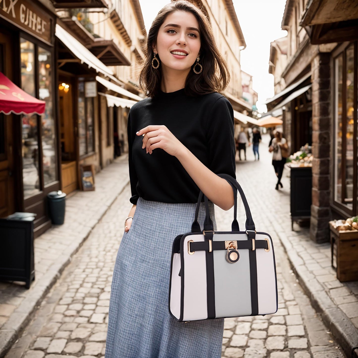 Handtaschen-Sets für Damen, Schultertaschen mit Griff oben, Arbeitstasche, Tragetasche, Geldbörsen-Set mit passender Geldbörse, 2-teilig 