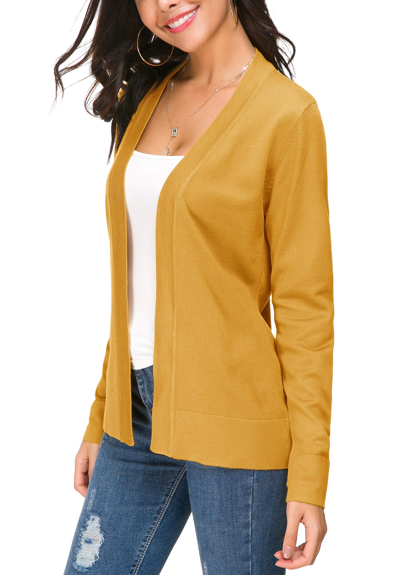 Cardigan en tricot ouvert sur le devant pour femme, manteau à manches longues